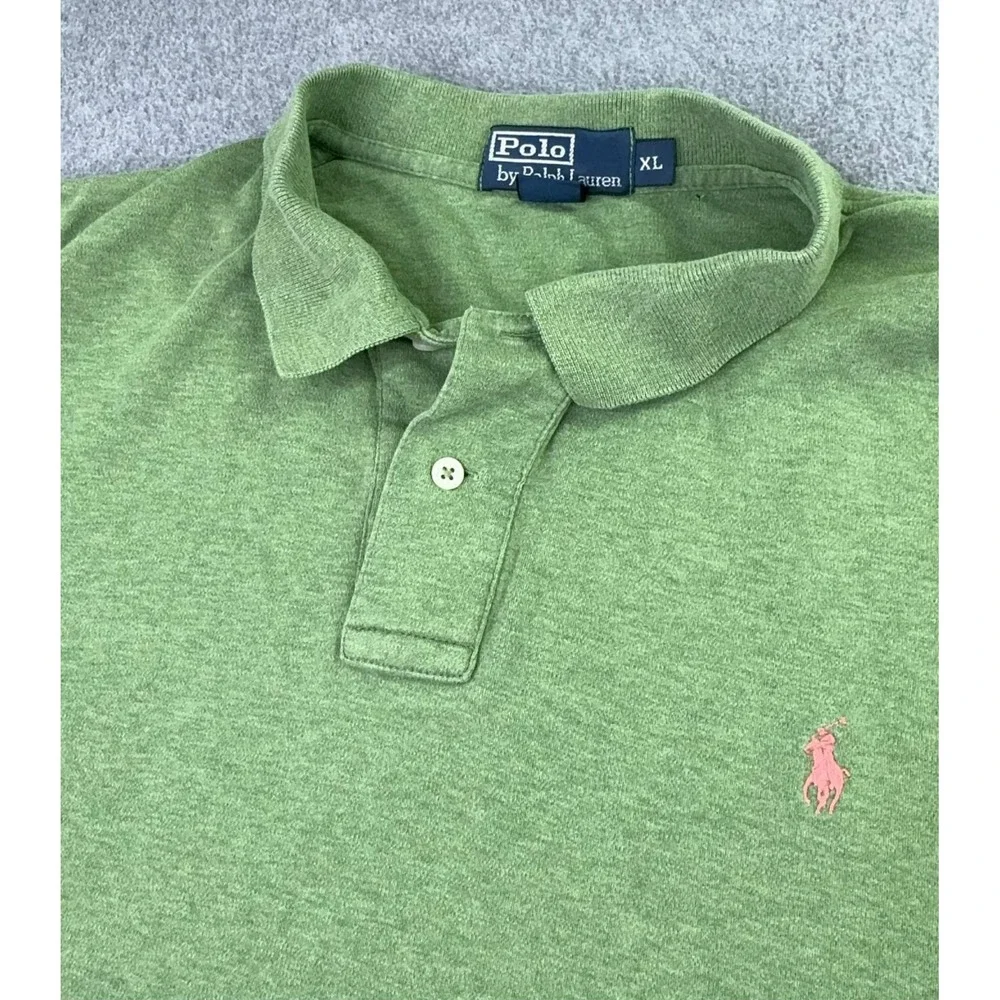Polo Ralph Lauren Mens Polo Shirt Green Men's Size XL Pink‎ Pony Preppy Academia
